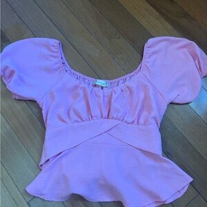 Altar'd State Light Pink Puff Sleeve Blouse